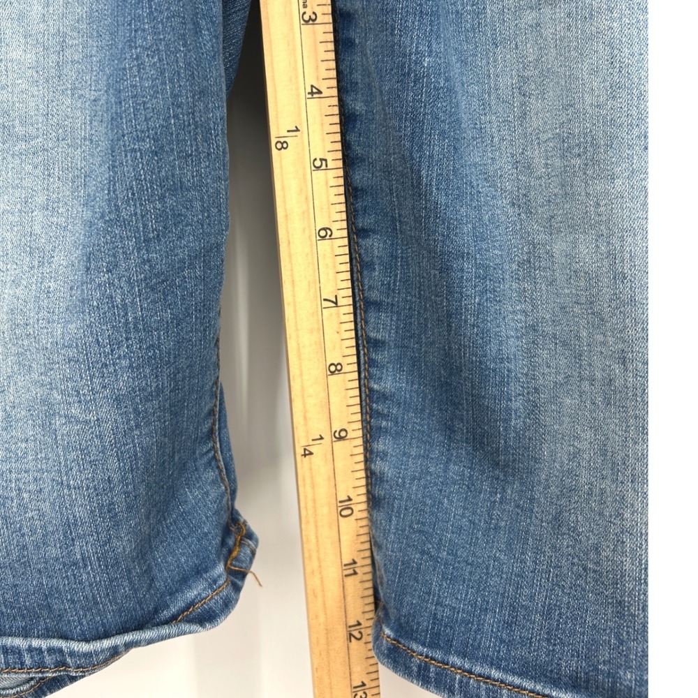 !iT Jeans Tiffany Long Rider Medium Wash Distressed Bermuda Denim Shorts Size 14 - Picture 6 of 7